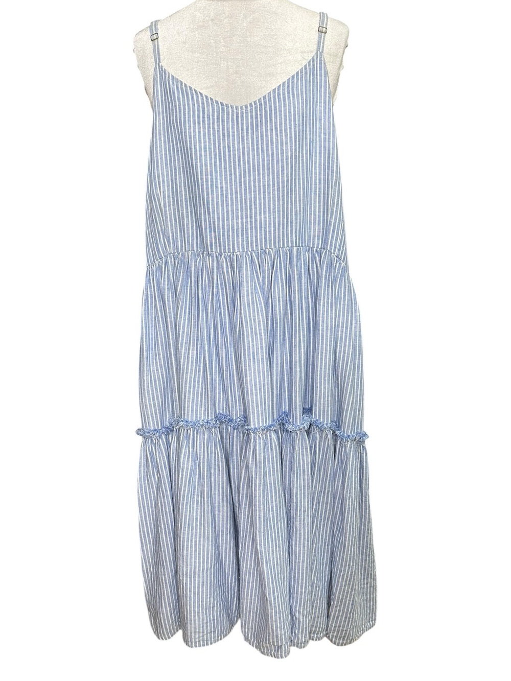 Krista Larson Blue and White Tiered Dress. One size
